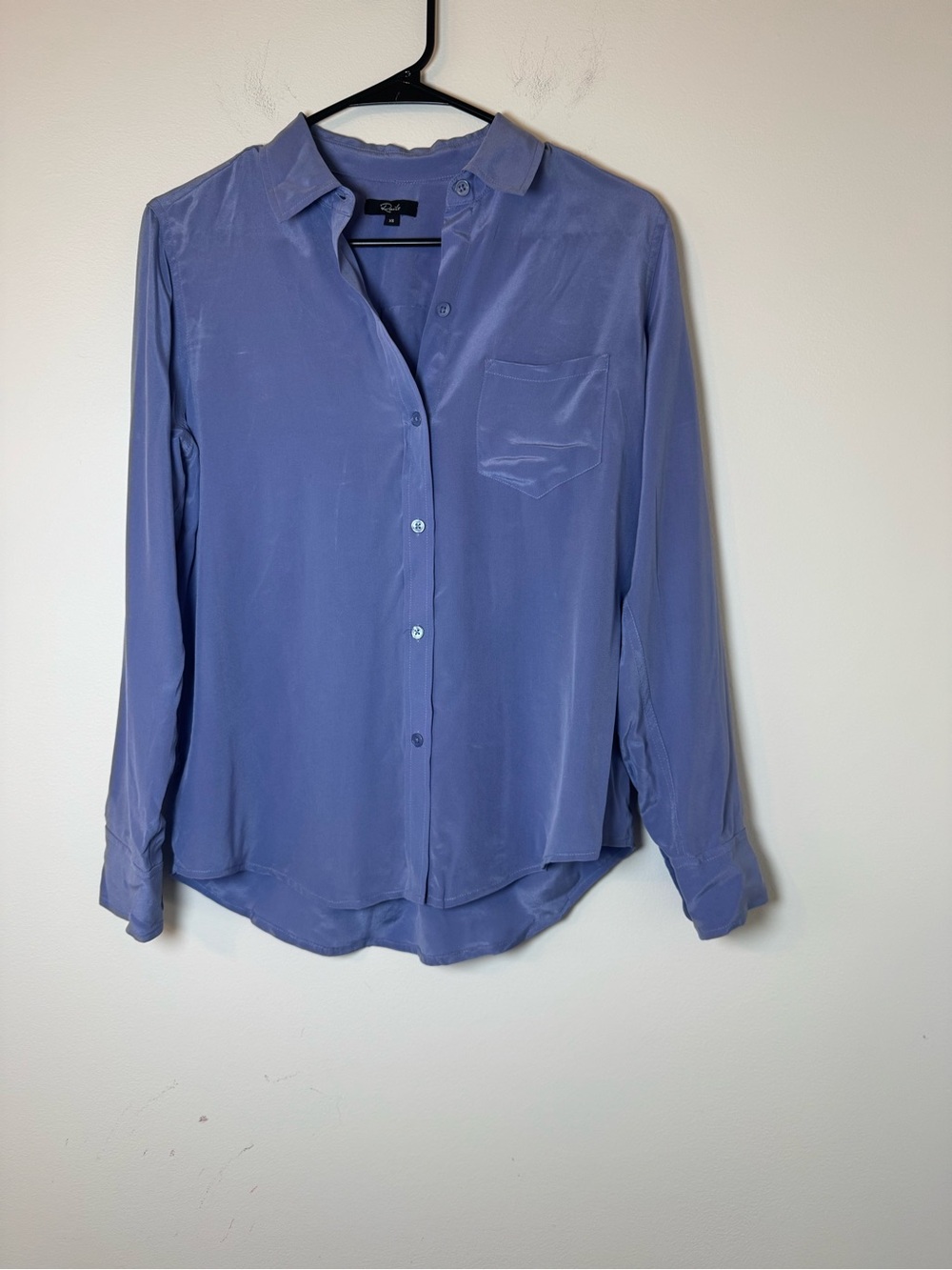 Rails Kate 100% Silk Button Down Blouse Lapis Blue XS